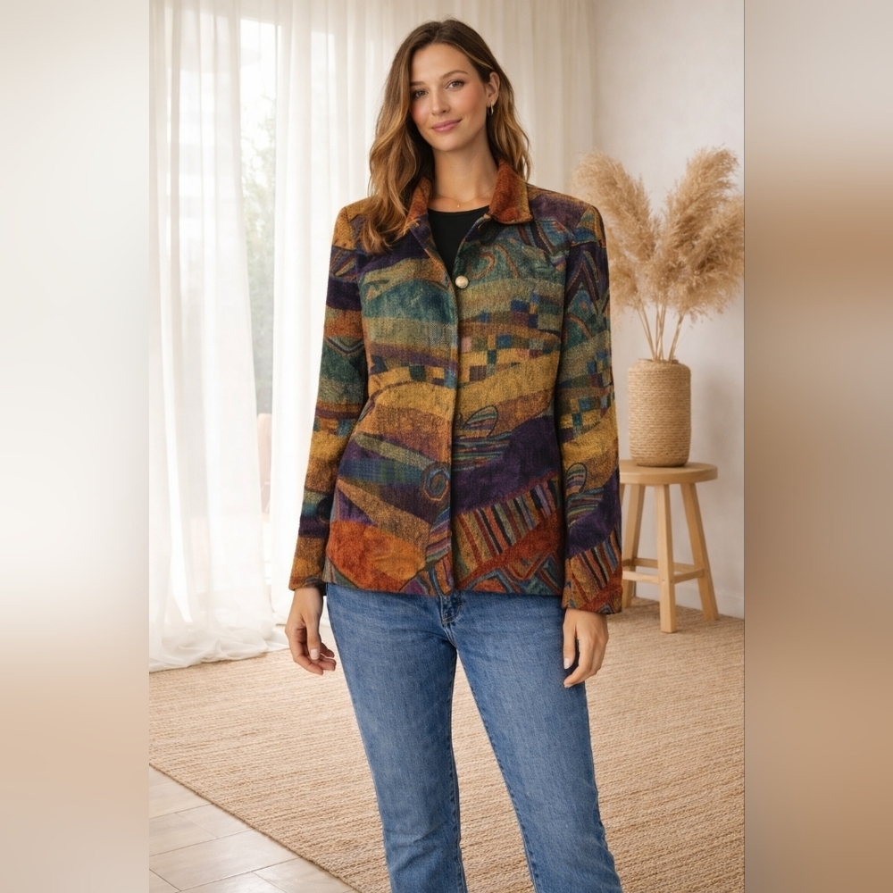Vintage Expose Tapestry Blazer Sz M - Picture 1 of 6